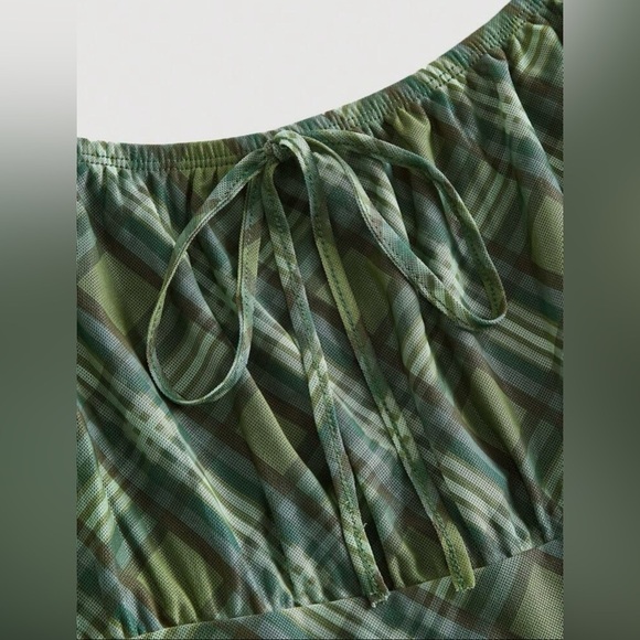 Plus Size Green Plaid Mesh Dress Size 2x - Picture 4 of 5